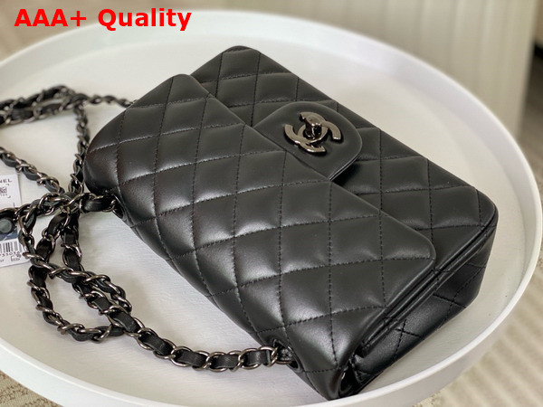 Chanel Mini Classic Handbag in Black Lambskin Ruthenium Finish Metal Ref A69900 Replica