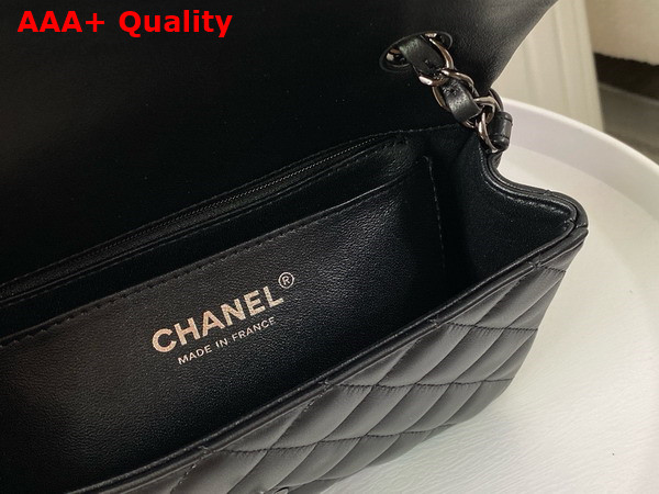 Chanel Mini Classic Handbag in Black Lambskin Ruthenium Finish Metal Ref A69900 Replica