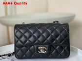 Chanel Mini Classic Handbag in Black Lambskin Silver Tone Metal Ref A69900 Replica