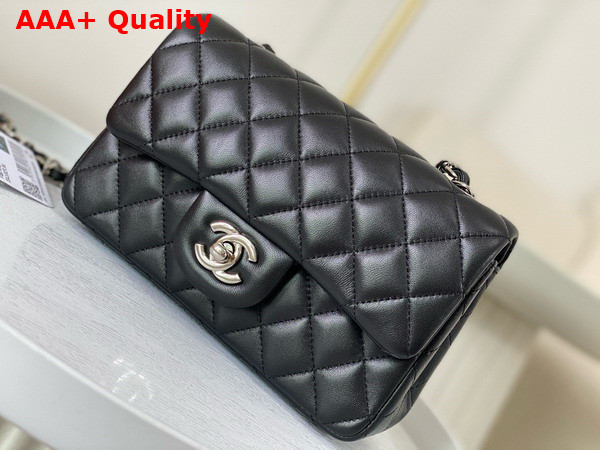 Chanel Mini Classic Handbag in Black Lambskin Silver Tone Metal Ref A69900 Replica