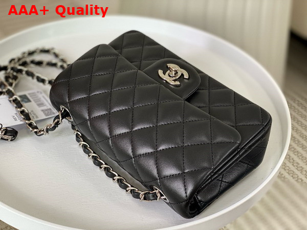 Chanel Mini Classic Handbag in Black Lambskin Silver Tone Metal Ref A69900 Replica