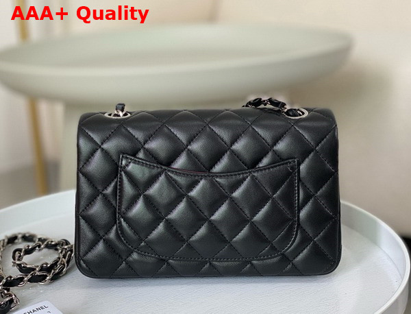 Chanel Mini Classic Handbag in Black Lambskin Silver Tone Metal Ref A69900 Replica