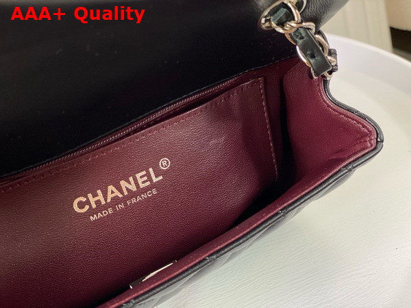 Chanel Mini Classic Handbag in Black Lambskin Silver Tone Metal Ref A69900 Replica