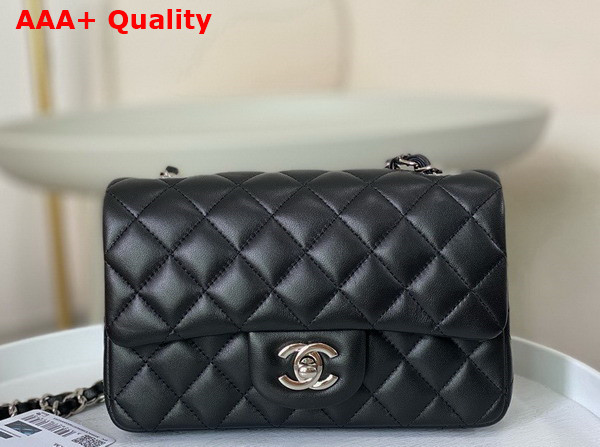 Chanel Mini Classic Handbag in Black Lambskin Silver Tone Metal Ref A69900 Replica