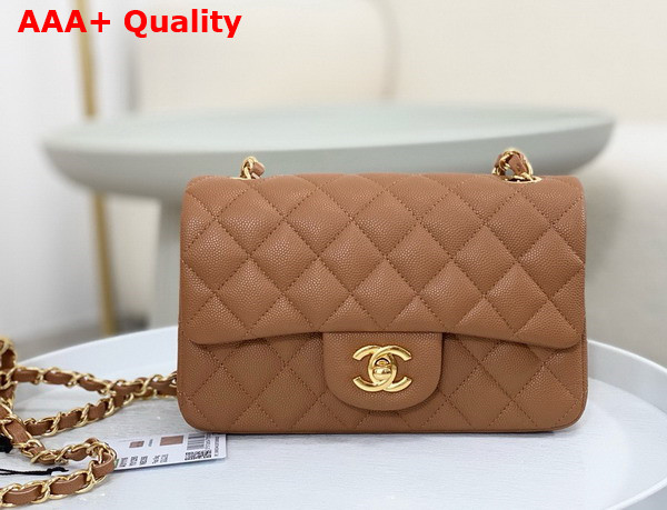 Chanel Mini Classic Handbag in Brown Grained Calfskin with Gold Tone Metal Ref A69900 Replica