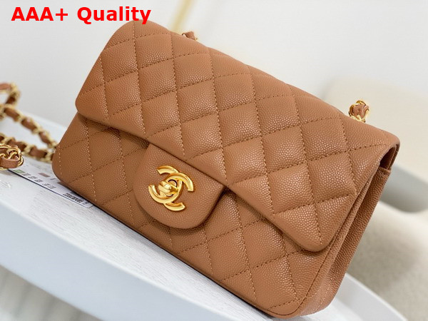 Chanel Mini Classic Handbag in Brown Grained Calfskin with Gold Tone Metal Ref A69900 Replica