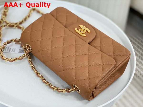 Chanel Mini Classic Handbag in Brown Grained Calfskin with Gold Tone Metal Ref A69900 Replica