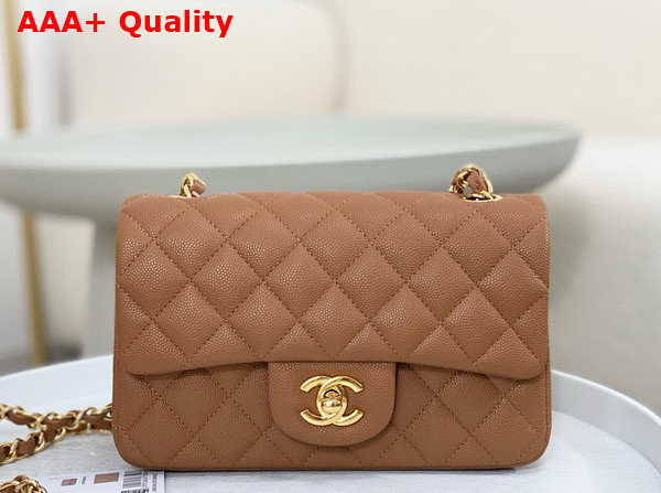 Chanel Mini Classic Handbag in Brown Grained Calfskin with Gold Tone Metal Ref A69900 Replica