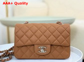 Chanel Mini Classic Handbag in Brown Grained Calfskin with Silver Tone Metal Ref A69900 Replica