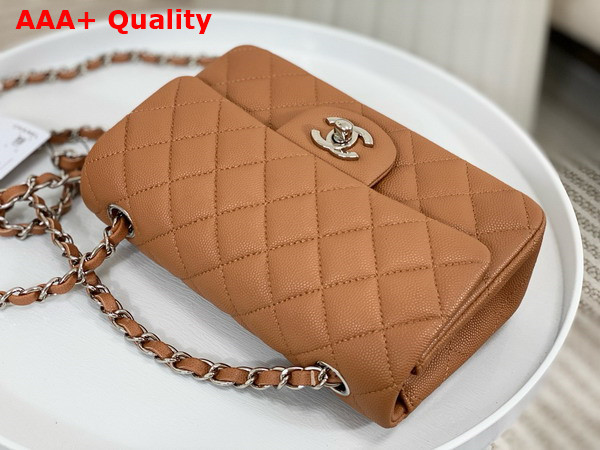 Chanel Mini Classic Handbag in Brown Grained Calfskin with Silver Tone Metal Ref A69900 Replica