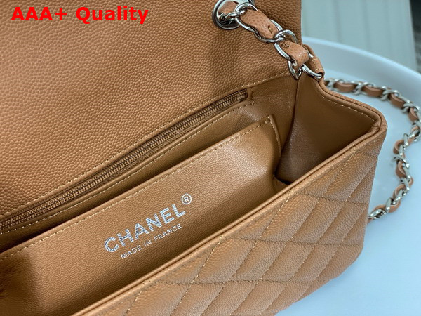 Chanel Mini Classic Handbag in Brown Grained Calfskin with Silver Tone Metal Ref A69900 Replica