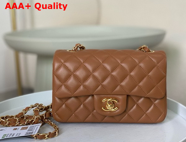 Chanel Mini Classic Handbag in Brown Lambskin Gold Tone Metal Ref A69900 Replica