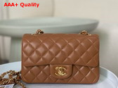 Chanel Mini Classic Handbag in Brown Lambskin Gold Tone Metal Ref A69900 Replica