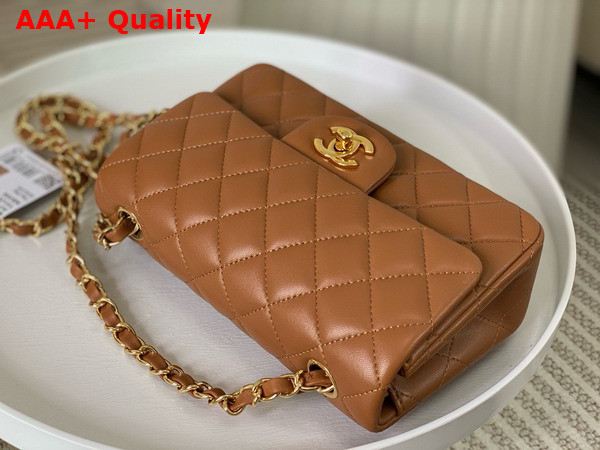 Chanel Mini Classic Handbag in Brown Lambskin Gold Tone Metal Ref A69900 Replica