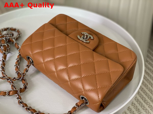 Chanel Mini Classic Handbag in Brown Lambskin Silver Tone Metal Ref A69900 Replica