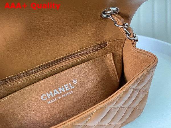 Chanel Mini Classic Handbag in Brown Lambskin Silver Tone Metal Ref A69900 Replica