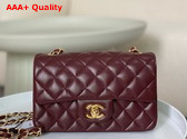 Chanel Mini Classic Handbag in Burgundy Lambskin Gold Tone Metal Ref A69900 Replica