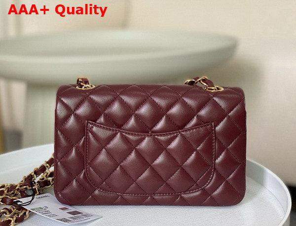 Chanel Mini Classic Handbag in Burgundy Lambskin Gold Tone Metal Ref A69900 Replica