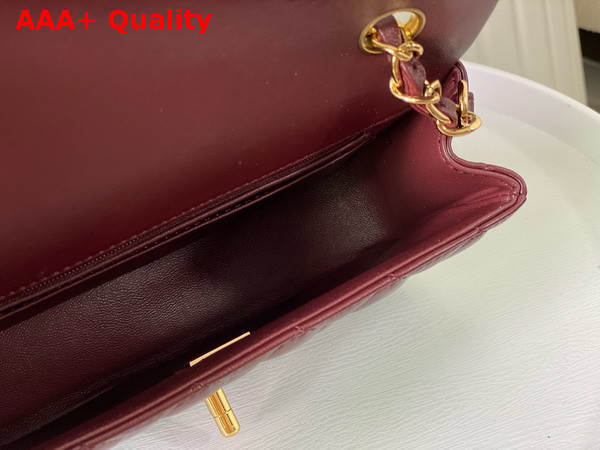 Chanel Mini Classic Handbag in Burgundy Lambskin Gold Tone Metal Ref A69900 Replica