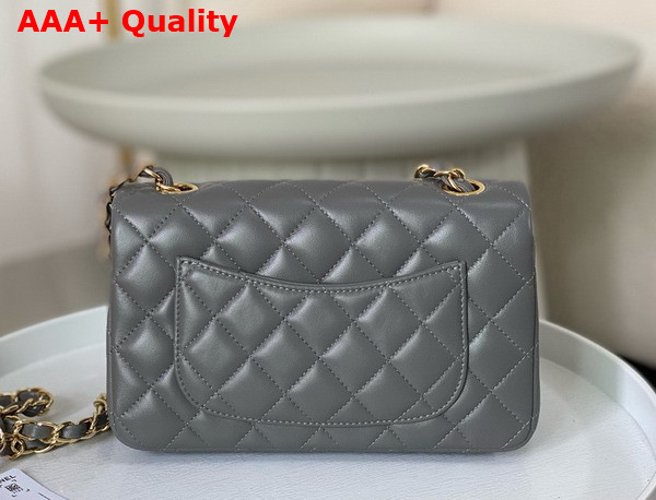 Chanel Mini Classic Handbag in Gray Lambskin Gold Tone Metal Ref A69900 Replica