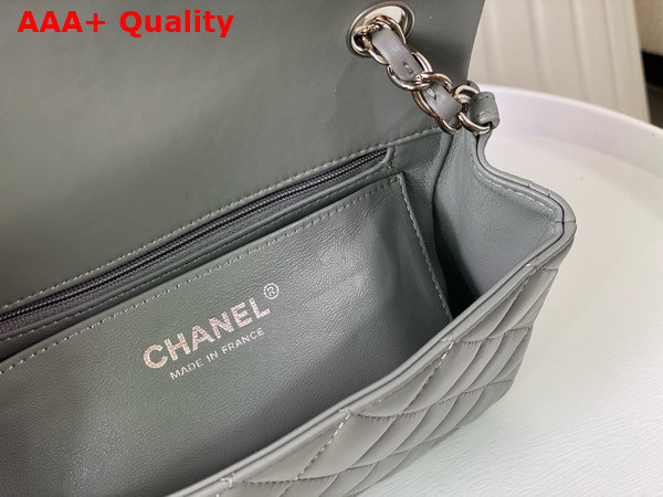 Chanel Mini Classic Handbag in Gray Lambskin Silver Tone Metal Ref A69900 Replica