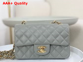 Chanel Mini Classic Handbag in Grey Grained Calfskin with Gold Tone Metal Ref A69900 Replica