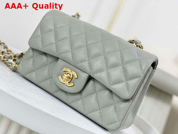 Chanel Mini Classic Handbag in Grey Grained Calfskin with Gold Tone Metal Ref A69900 Replica