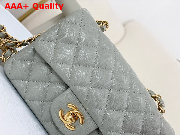 Chanel Mini Classic Handbag in Grey Grained Calfskin with Gold Tone Metal Ref A69900 Replica