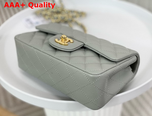 Chanel Mini Classic Handbag in Grey Grained Calfskin with Gold Tone Metal Ref A69900 Replica