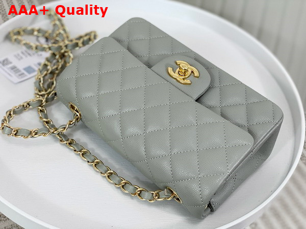 Chanel Mini Classic Handbag in Grey Grained Calfskin with Gold Tone Metal Ref A69900 Replica