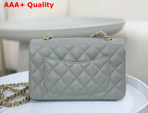 Chanel Mini Classic Handbag in Grey Grained Calfskin with Gold Tone Metal Ref A69900 Replica