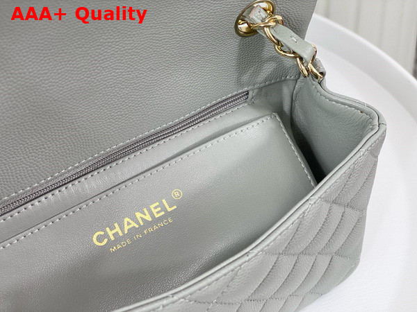 Chanel Mini Classic Handbag in Grey Grained Calfskin with Gold Tone Metal Ref A69900 Replica