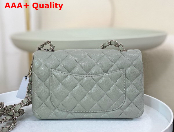 Chanel Mini Classic Handbag in Grey Grained Calfskin with Silver Tone Metal Ref A69900 Replica