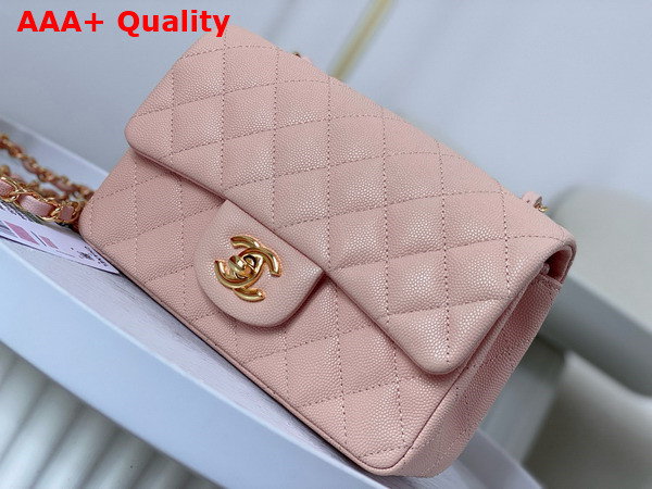 Chanel Mini Classic Handbag in Light Pink Grained Calfskin with Gold Tone Metal Ref A69900 Replica