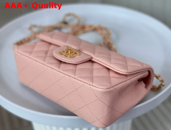 Chanel Mini Classic Handbag in Light Pink Grained Calfskin with Gold Tone Metal Ref A69900 Replica