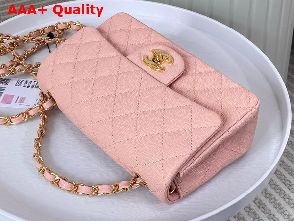 Chanel Mini Classic Handbag in Light Pink Grained Calfskin with Gold Tone Metal Ref A69900 Replica