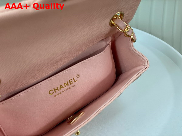 Chanel Mini Classic Handbag in Light Pink Grained Calfskin with Gold Tone Metal Ref A69900 Replica