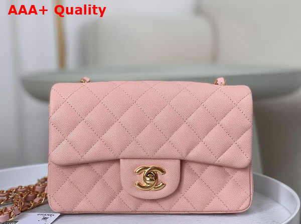 Chanel Mini Classic Handbag in Light Pink Grained Calfskin with Gold Tone Metal Ref A69900 Replica