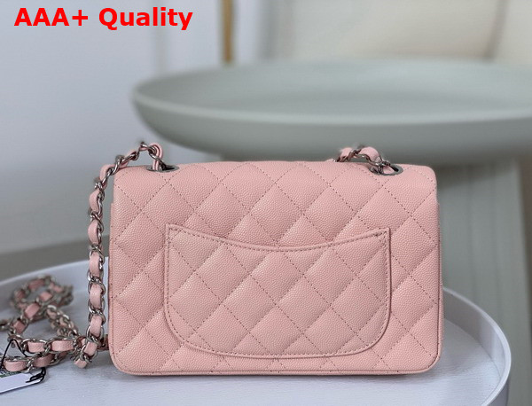 Chanel Mini Classic Handbag in Light Pink Grained Calfskin with Silver Tone Metal Ref A69900 Replica