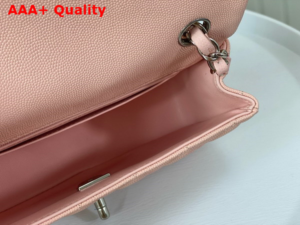 Chanel Mini Classic Handbag in Light Pink Grained Calfskin with Silver Tone Metal Ref A69900 Replica