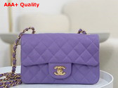 Chanel Mini Classic Handbag in Lilac Grained Calfskin with Gold Tone Metal Ref A69900 Replica