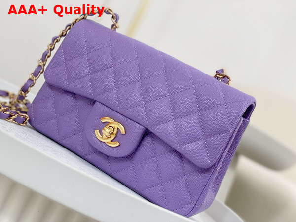 Chanel Mini Classic Handbag in Lilac Grained Calfskin with Gold Tone Metal Ref A69900 Replica