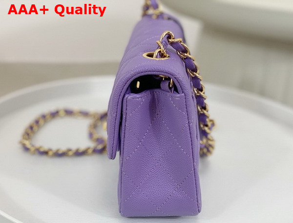 Chanel Mini Classic Handbag in Lilac Grained Calfskin with Gold Tone Metal Ref A69900 Replica