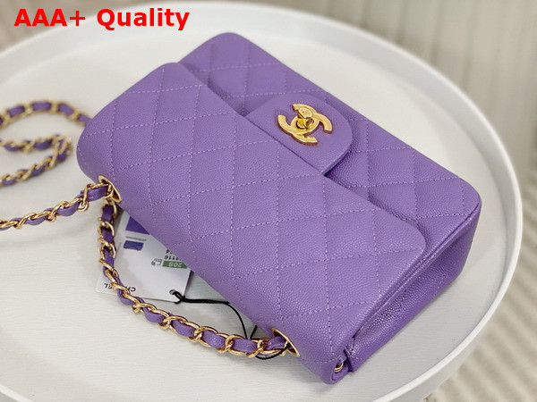 Chanel Mini Classic Handbag in Lilac Grained Calfskin with Gold Tone Metal Ref A69900 Replica