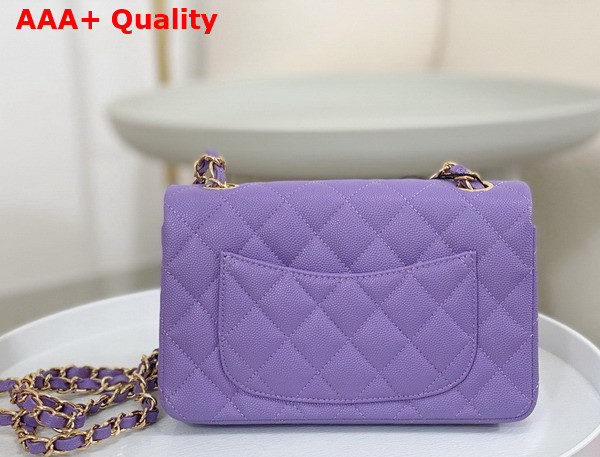 Chanel Mini Classic Handbag in Lilac Grained Calfskin with Gold Tone Metal Ref A69900 Replica