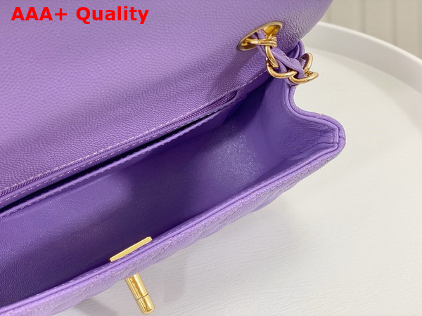 Chanel Mini Classic Handbag in Lilac Grained Calfskin with Gold Tone Metal Ref A69900 Replica