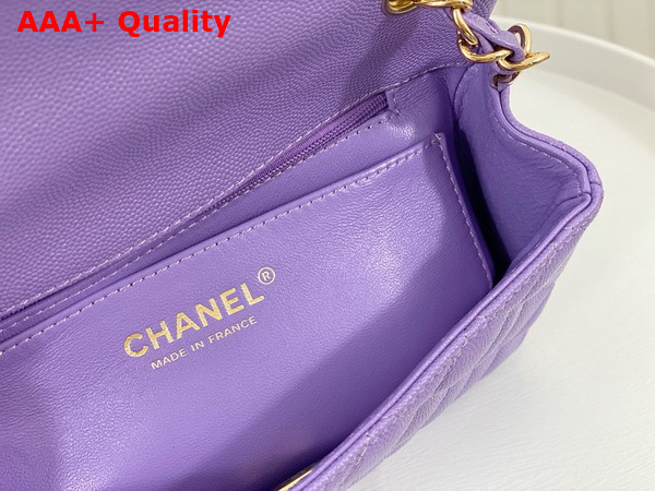 Chanel Mini Classic Handbag in Lilac Grained Calfskin with Gold Tone Metal Ref A69900 Replica