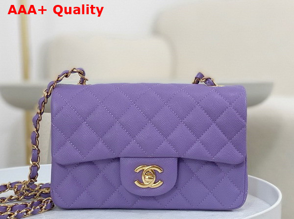 Chanel Mini Classic Handbag in Lilac Grained Calfskin with Gold Tone Metal Ref A69900 Replica