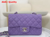 Chanel Mini Classic Handbag in Lilac Grained Calfskin with Silver Tone Metal Ref A69900 Replica