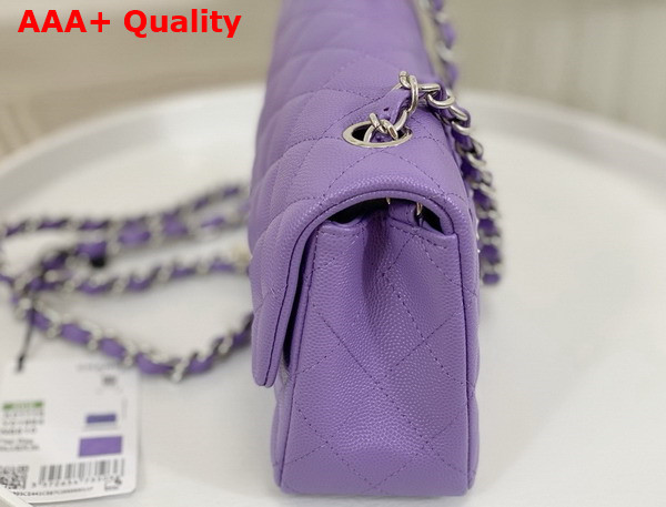 Chanel Mini Classic Handbag in Lilac Grained Calfskin with Silver Tone Metal Ref A69900 Replica